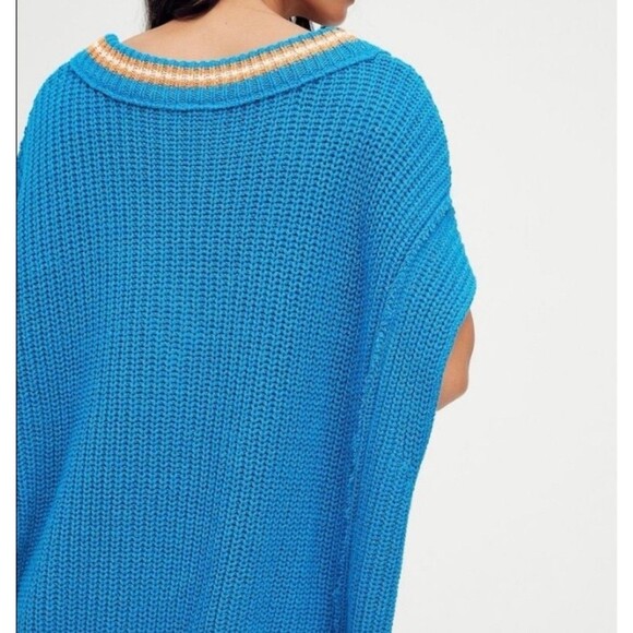 NWT Free People Clyde Sweater Vest Size S Blue Oversized New - Picture 4 of 13